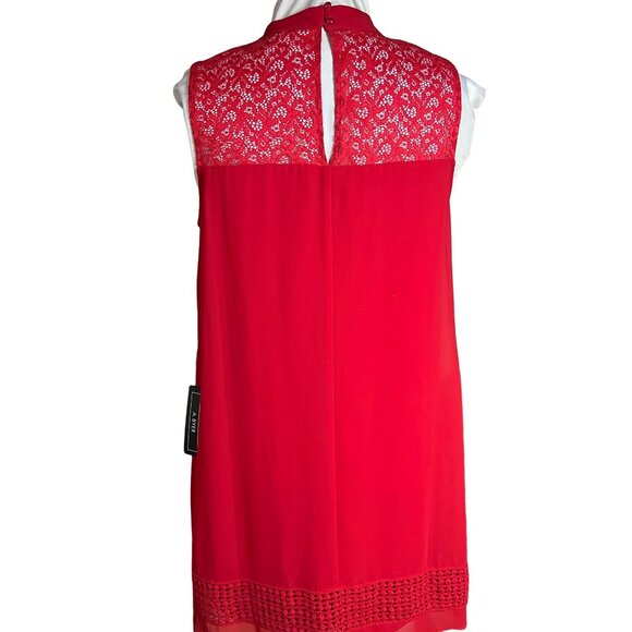 Sleeveless Red Dress With Lace Details & Keyhole Back By A. Byer - Size L - Picture 2 of 4